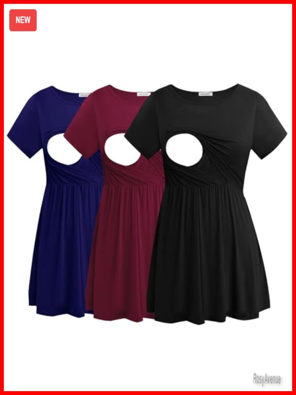 Nursing Tops Short Sleeve Breastfeeding Shirt 3 Pack